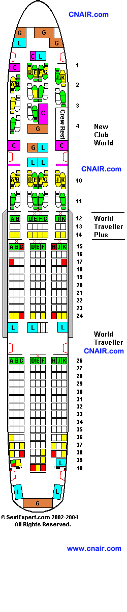英航航空公司波音Boeing 777 (Three class - New Club World Seats)  機型